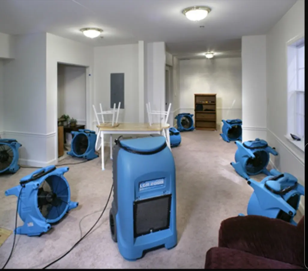 Air movers and dehumidifier setup for Water Extraction & Removal in Tobyhanna